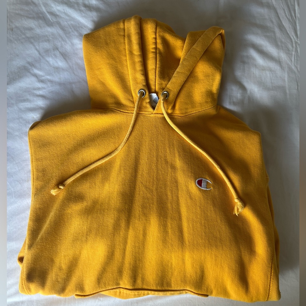 YELLOW/ GOLD reverse weave champion hoodie